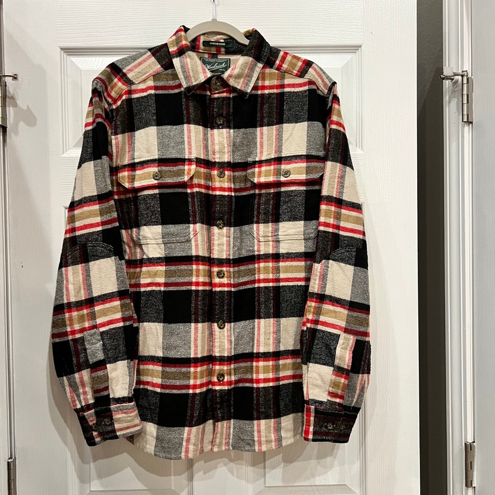 Woolrich Flannel Shirt Cotton Oxbow Bend Plaid Gorpcore Cabincore Rustic M